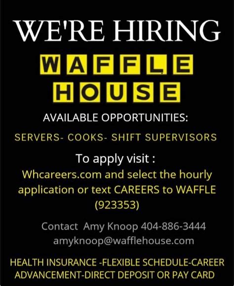 Learn how to join the Waffle House team as a Server, Cook, Host, Shift Supervisor or Restaurant Manager. Waffle House is a fulfilling, fun, and rewarding career choice for …